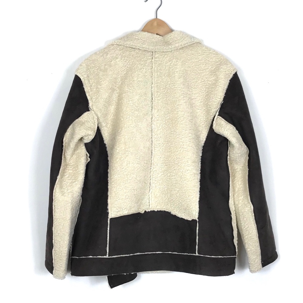 Treasure and Bond Moto Bomber Shearling Mixed Media Jacket Coat Size Large - Picture 2 of 8